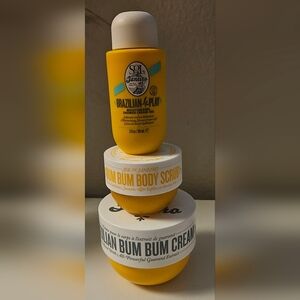 3 Pieces. Sol de Janeiro Brazilian Bum Bum Cream, Body Scrub & Shower Cream Gel